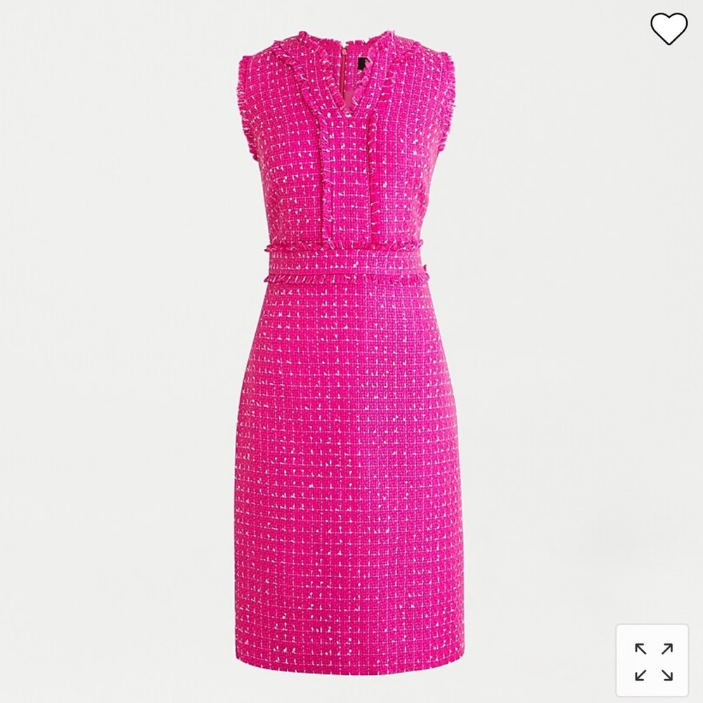 J Crew Tweed Dress in Azalea With White Dot
